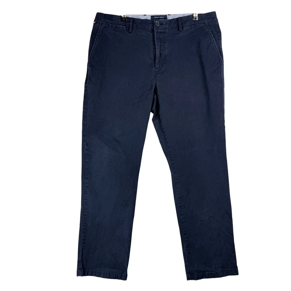 Tommy Hilfiger‎ Mens Regular Fit Stretch Chino Pants Navy Blue 34x30 RN77806